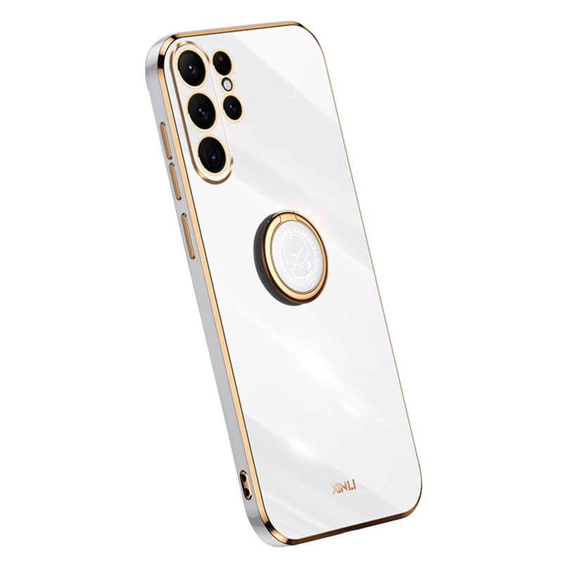 Zadní kryt telefonu XINLI pro Samsung Galaxy S22 Ultra 5G Ring Kickstand TPU galvanické pouzdro na telefon odolné proti pádu Zadní kryt telefonu XINLI pro Samsung Galaxy S22 Ultra 5G Ring Kickstand TPU galvanické pouzdro na telefon odolné proti pádu